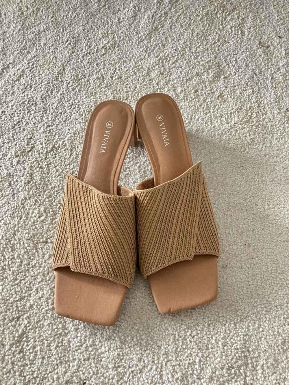 VIVAIA Square-Toe Block Heel Sandals excellent condition size 39 tan color - Picture 2 of 5